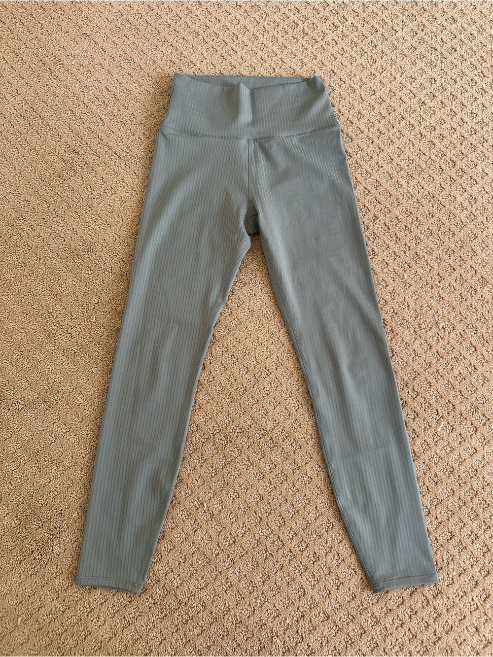 Vuori Women’s Light Teal Ribbed Leggings, Size XS